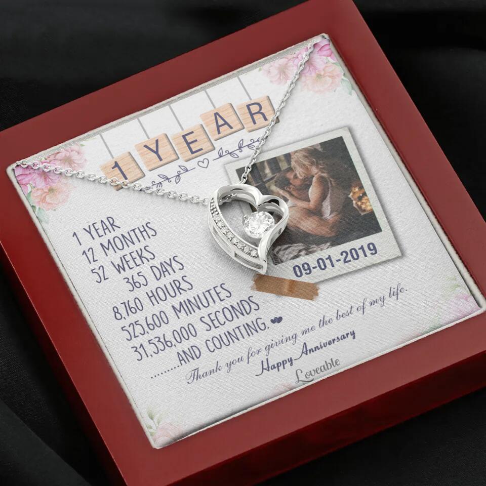 Happy 1 Year Anniversary Couple Personalized Necklace - Image 34