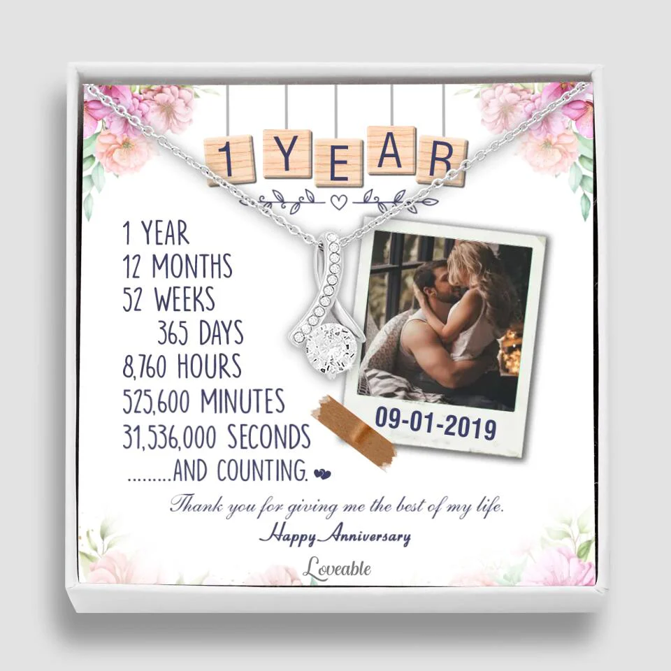Happy 1 Year Anniversary Couple Personalized Necklace - Image 35