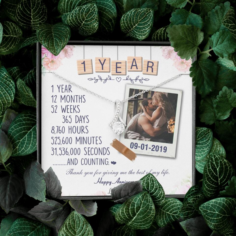 Happy 1 Year Anniversary Couple Personalized Necklace - Image 37