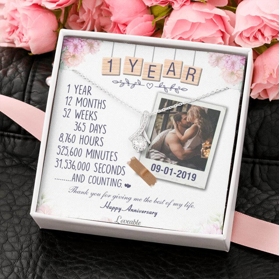 Happy 1 Year Anniversary Couple Personalized Necklace - Image 39