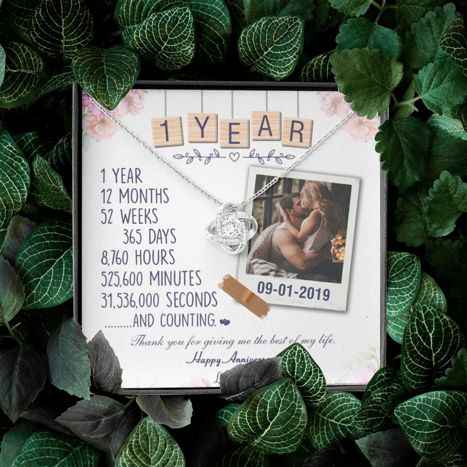 Happy 1 Year Anniversary Couple Personalized Necklace - Image 4