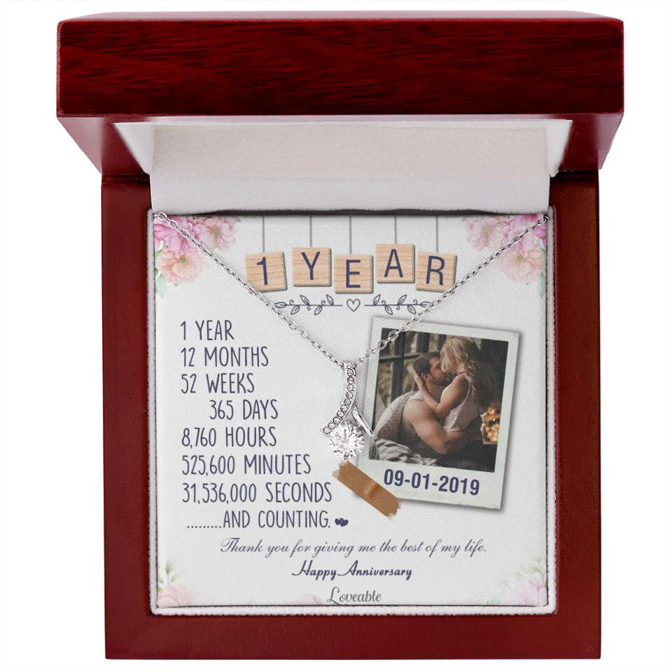 Happy 1 Year Anniversary Couple Personalized Necklace - Image 40