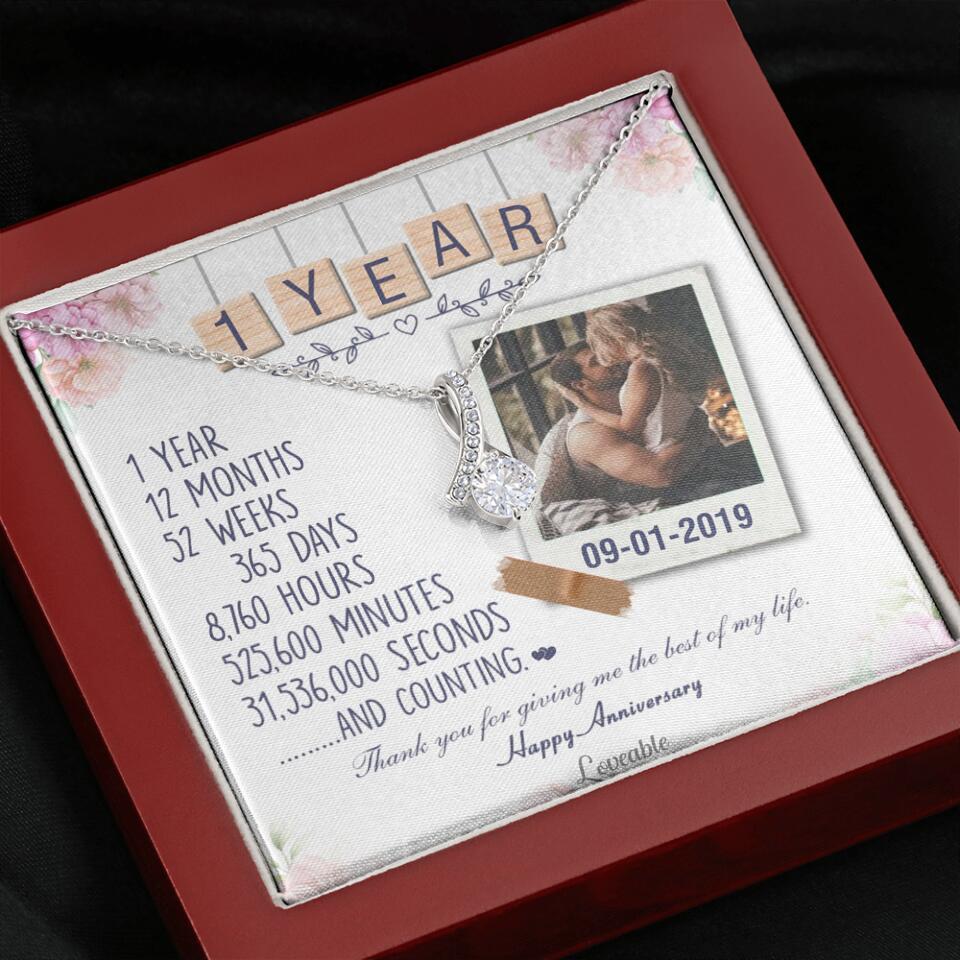 Happy 1 Year Anniversary Couple Personalized Necklace - Image 41