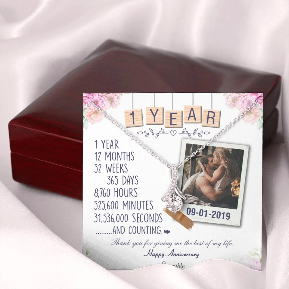 Happy 1 Year Anniversary Couple Personalized Necklace - Image 42