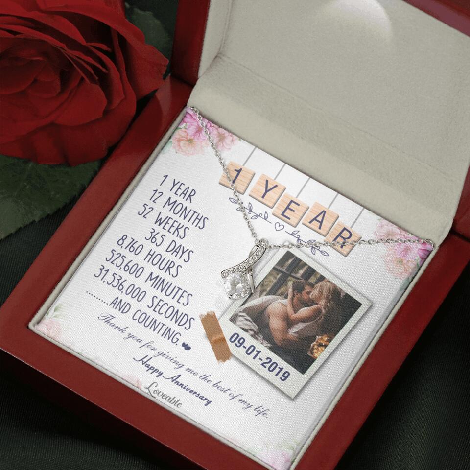 Happy 1 Year Anniversary Couple Personalized Necklace - Image 43