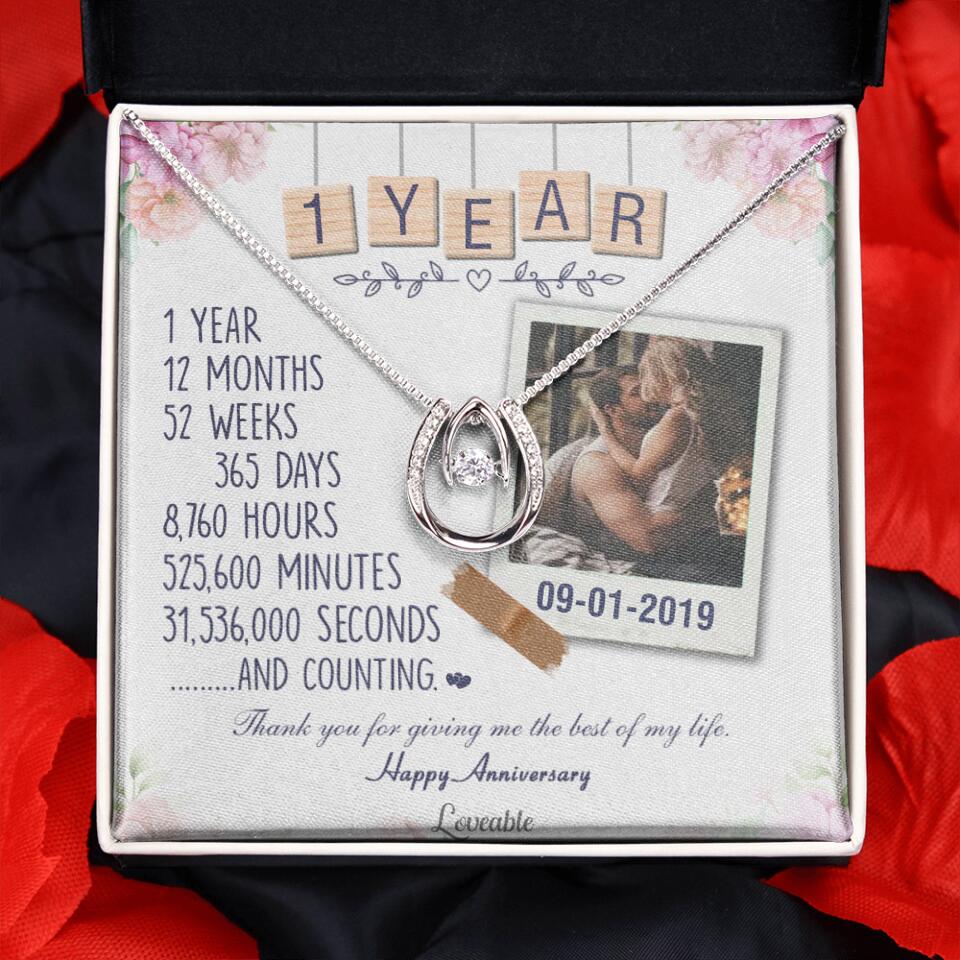 Happy 1 Year Anniversary Couple Personalized Necklace - Image 45