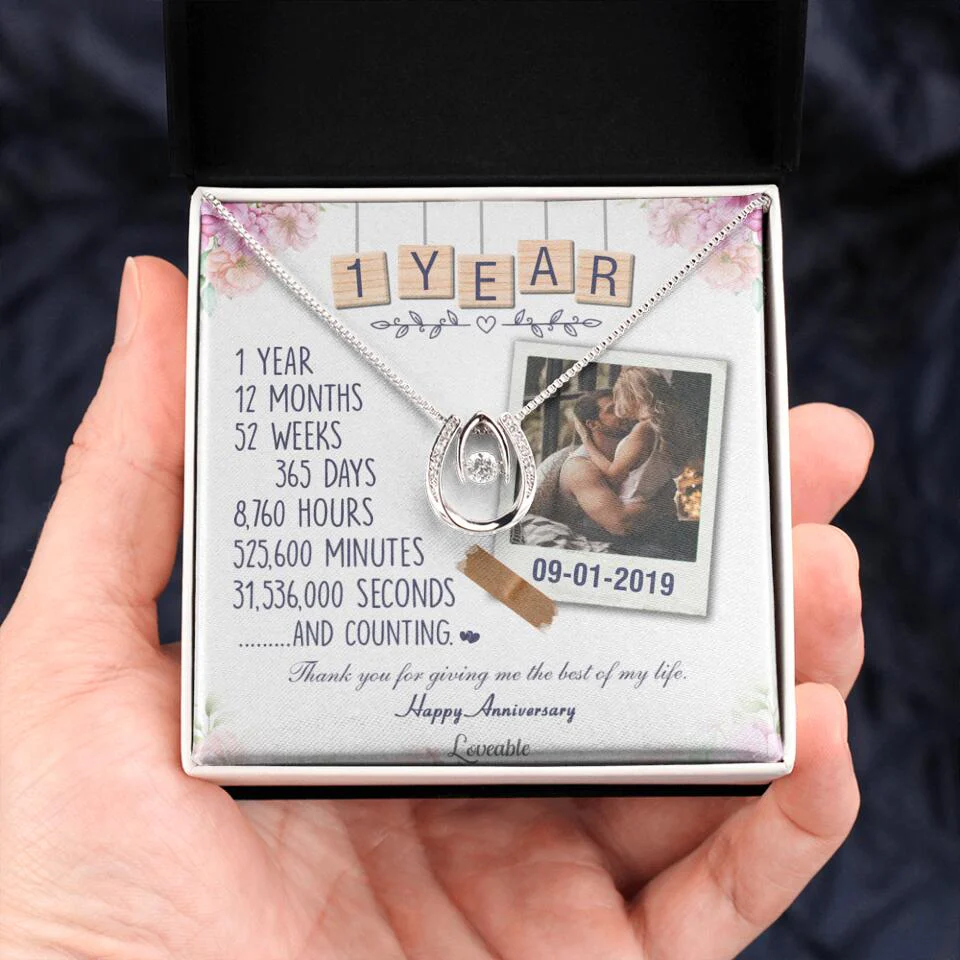Happy 1 Year Anniversary Couple Personalized Necklace - Image 47