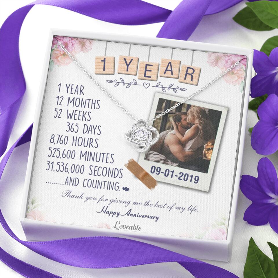 Happy 1 Year Anniversary Couple Personalized Necklace - Image 5