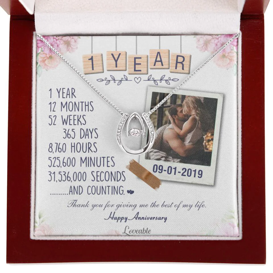 Happy 1 Year Anniversary Couple Personalized Necklace - Image 50