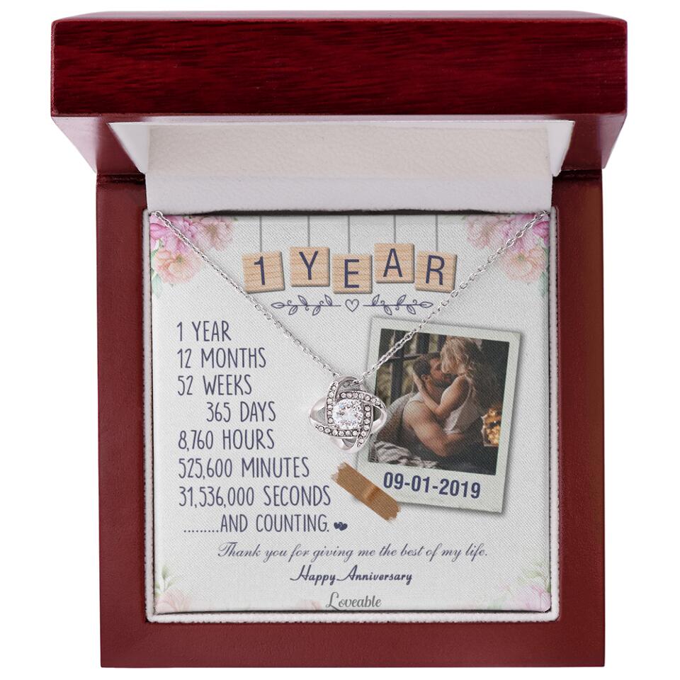 Happy 1 Year Anniversary Couple Personalized Necklace - Image 6