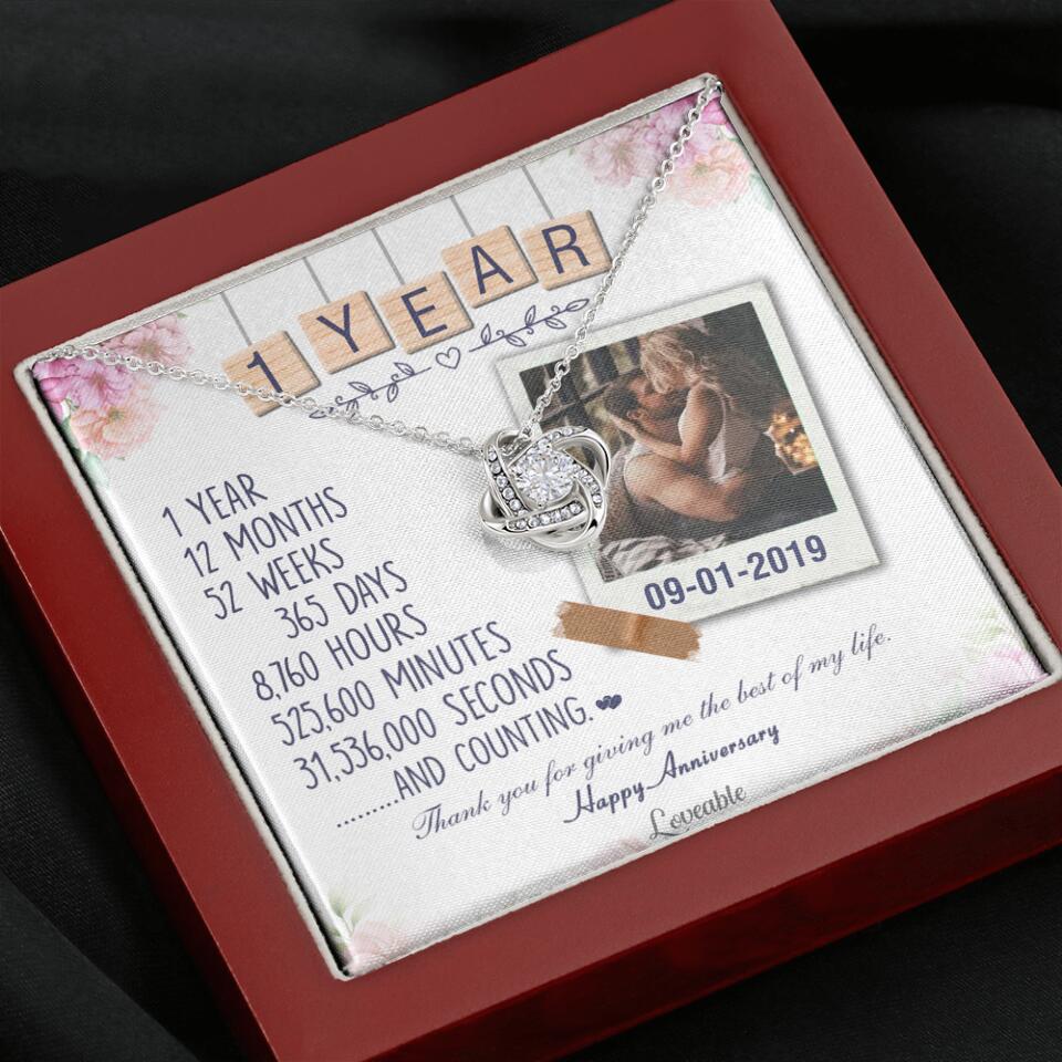 Happy 1 Year Anniversary Couple Personalized Necklace - Image 7