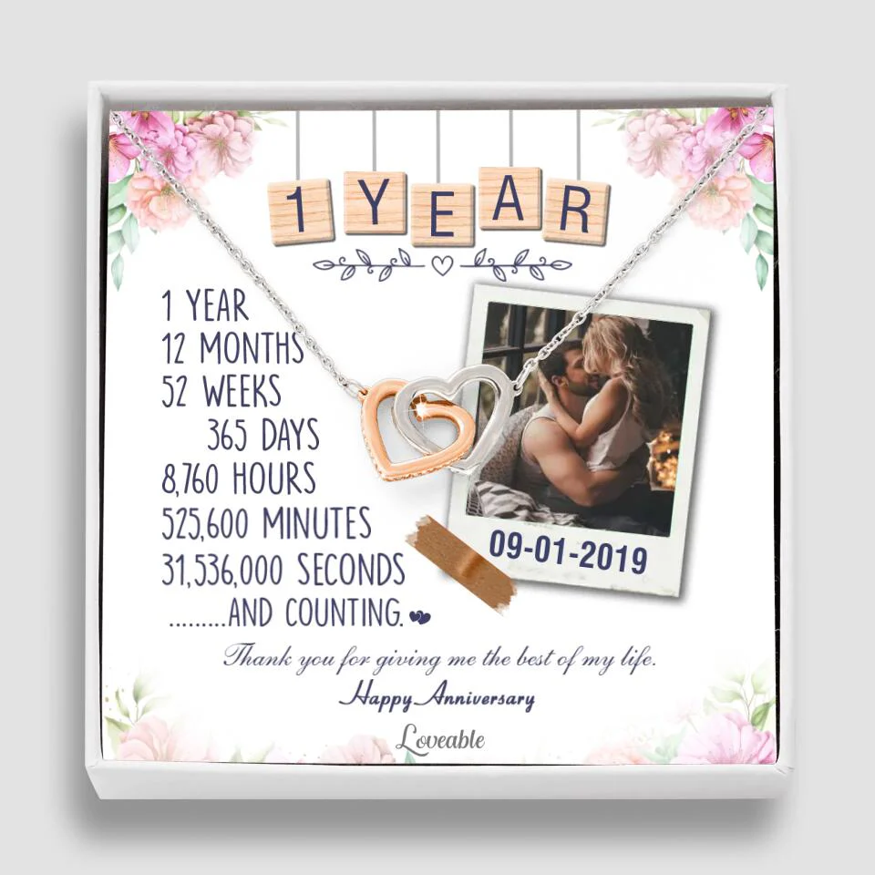 Happy 1 Year Anniversary Couple Personalized Necklace - Image 8