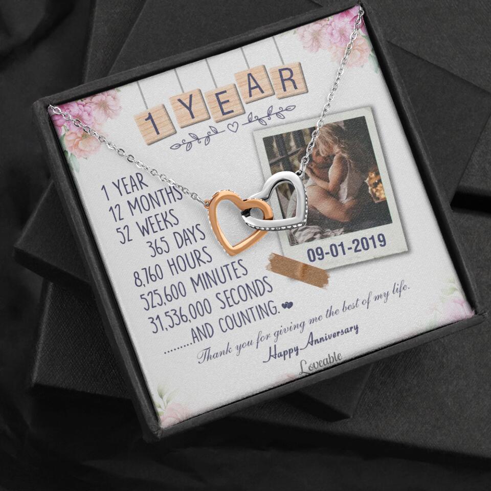 Happy 1 Year Anniversary Couple Personalized Necklace - Image 9
