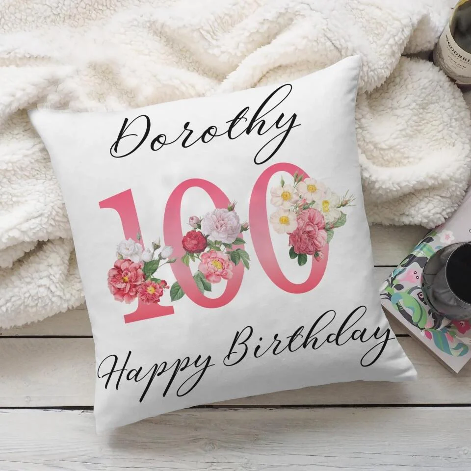 Happy 100th Birthday Personalized Pillow Mothers Day Presents For Grandma - Image 3