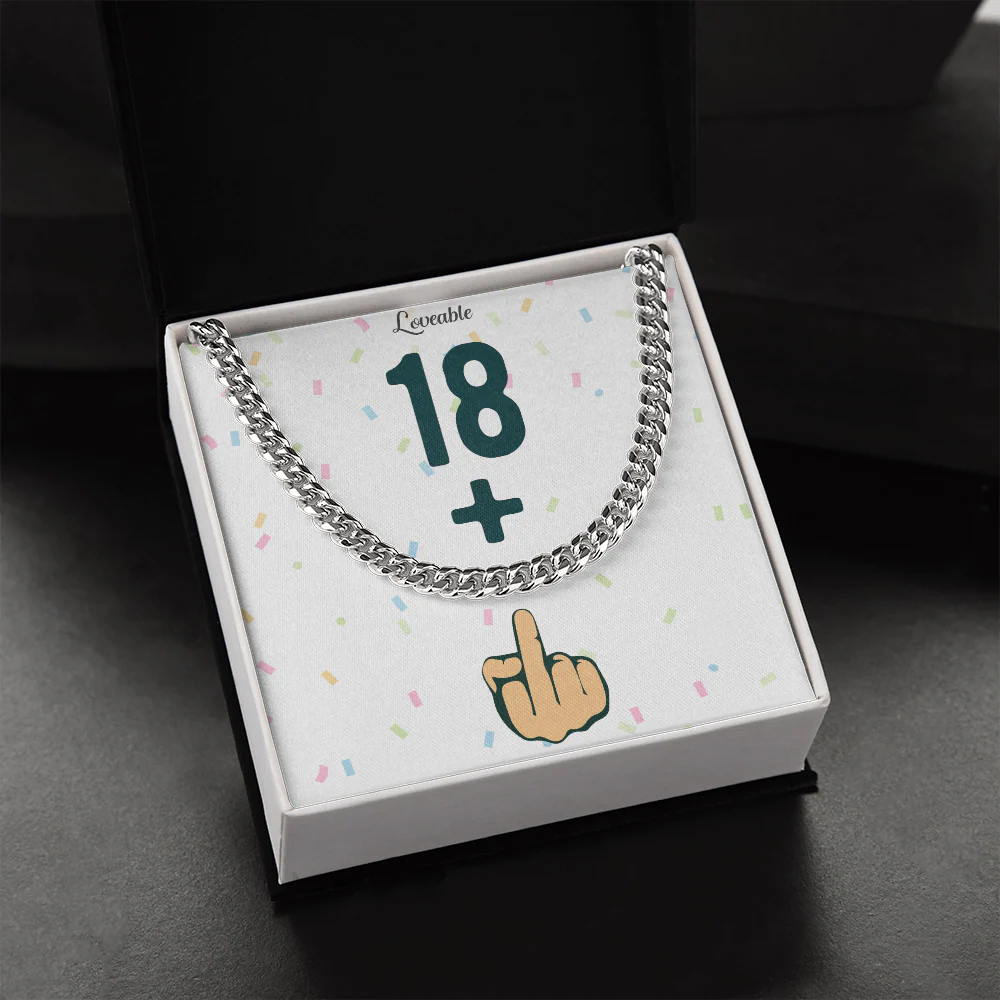 Happy 19th Birthday - Funny Stainless Steel Cuban Link Chain - Image 2