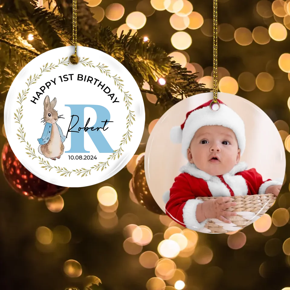 Happy 1st Birthday Wishing 1st Birthday To Son Daughter - Custom Ceramic Ornament - Birthday Gift - Christmas Gift