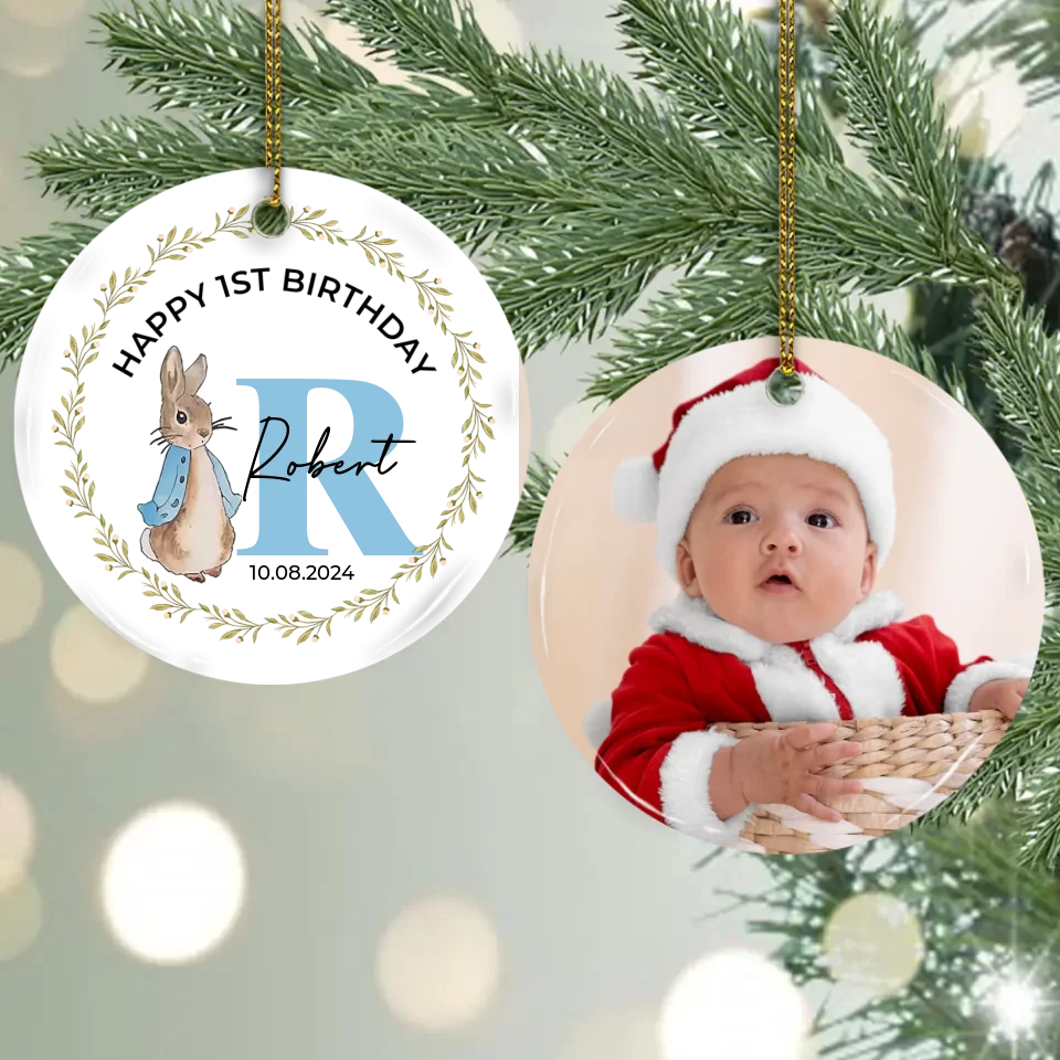Happy 1st Birthday Wishing 1st Birthday To Son Daughter - Custom Ceramic Ornament - Birthday Gift - Christmas Gift - Image 3