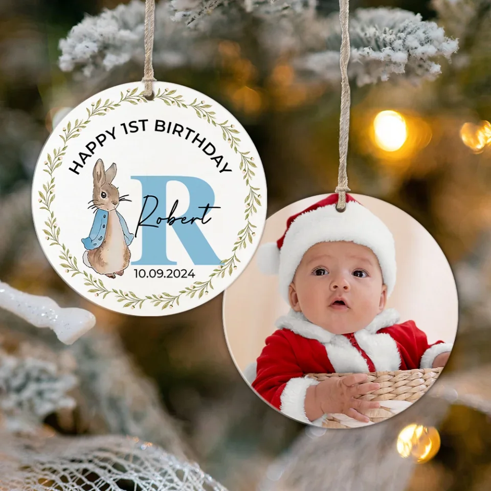 Happy 1st Birthday Wishing 1st Birthday To Son Daughter - Custom Ceramic Ornament - Birthday Gift - Christmas Gift - Image 4