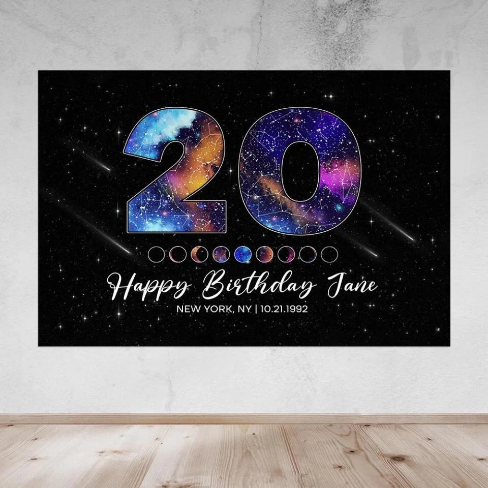 Happy 20th Birthday Galaxy In The Night Sky Custom Canvas Poster Birthday Gift For Son For Daughter - Image 11
