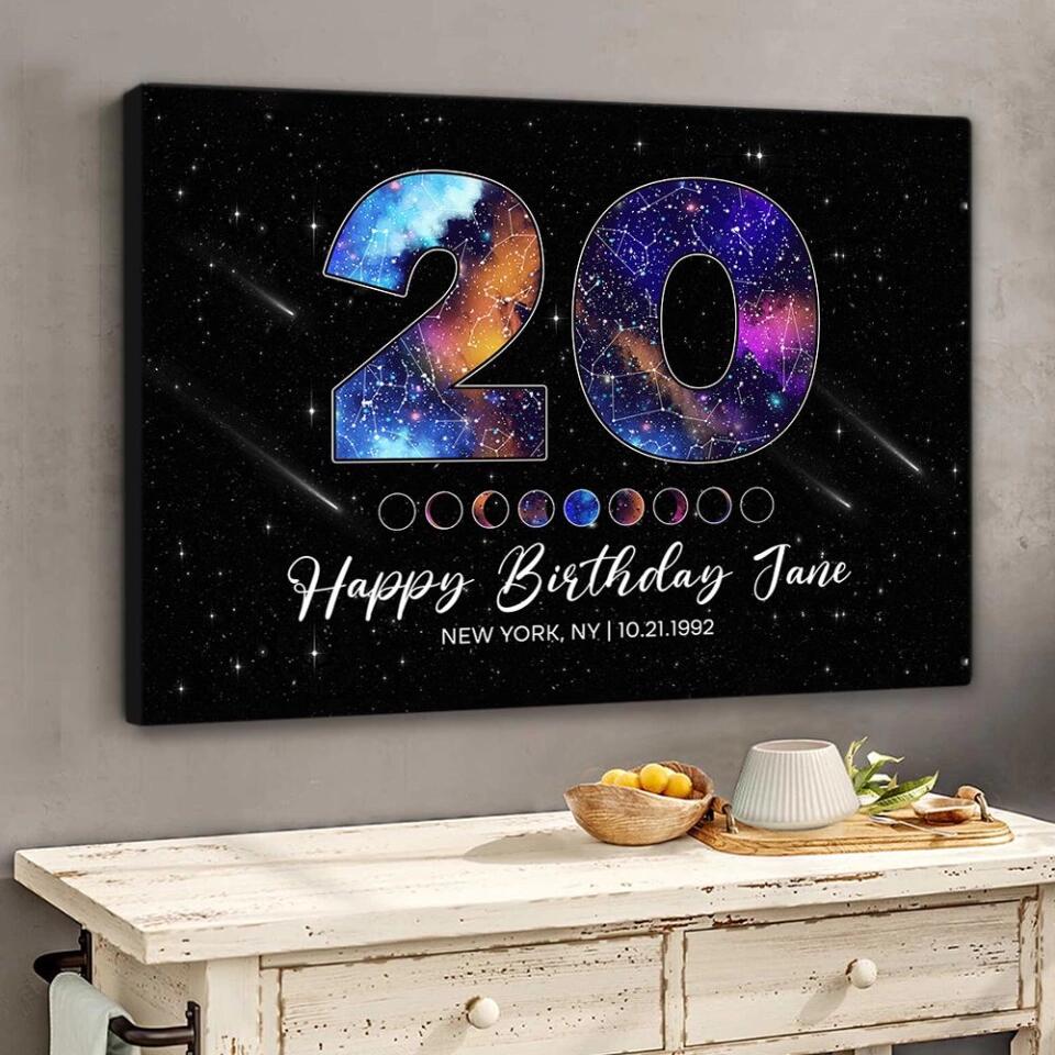 Happy 20th Birthday Galaxy In The Night Sky Custom Canvas Poster Birthday Gift For Son For Daughter - Image 4
