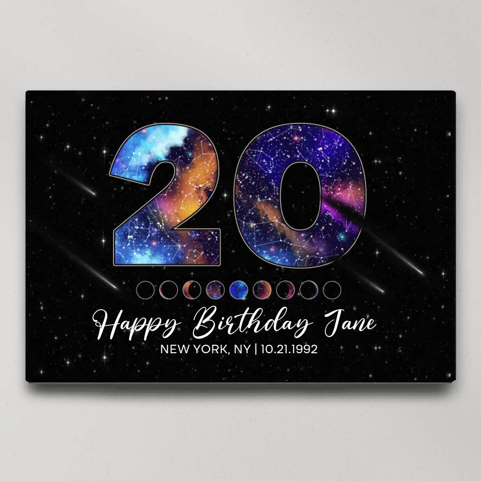 Happy 20th Birthday Galaxy In The Night Sky Custom Canvas Poster Birthday Gift For Son For Daughter - Image 5