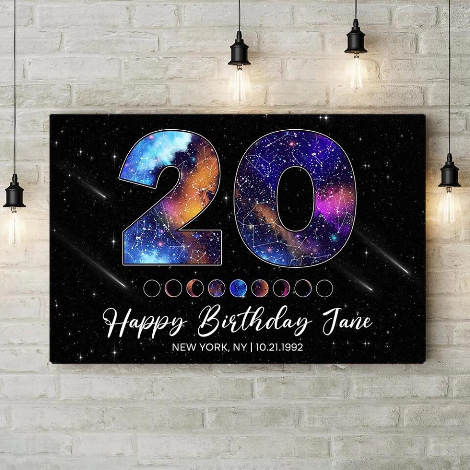 Happy 20th Birthday Galaxy In The Night Sky Custom Canvas Poster Birthday Gift For Son For Daughter - Image 6