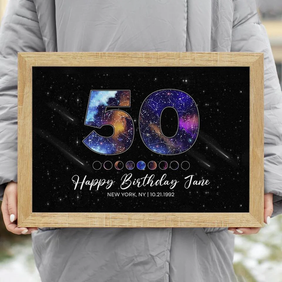 Happy 50th Birthday Galaxy In The Night Sky Custom Canvas Poster Birthday Gift - Image 10