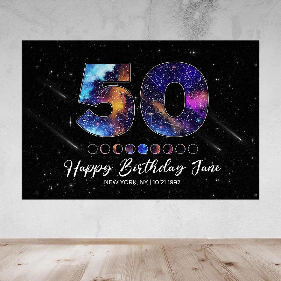 Happy 50th Birthday Galaxy In The Night Sky Custom Canvas Poster Birthday Gift - Image 11