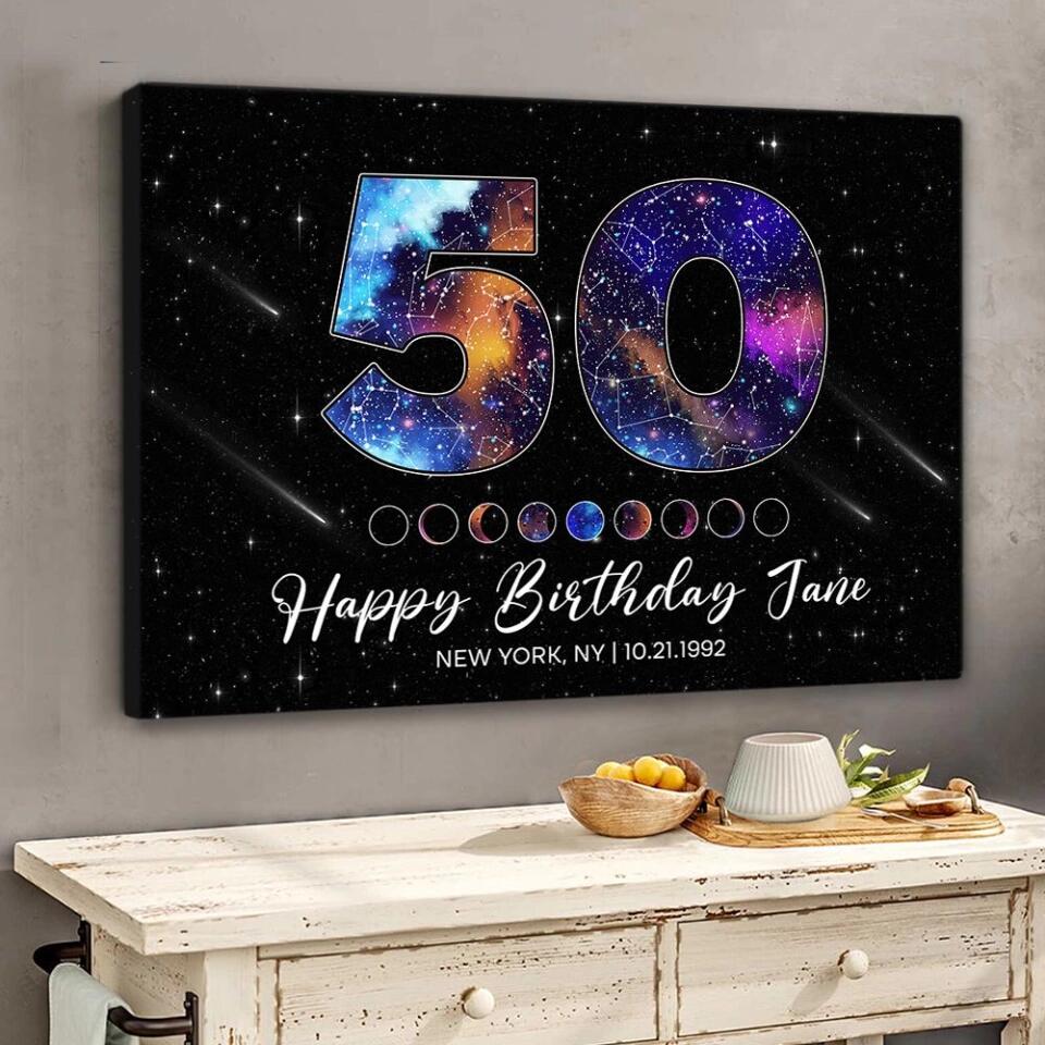 Happy 50th Birthday Galaxy In The Night Sky Custom Canvas Poster Birthday Gift - Image 3