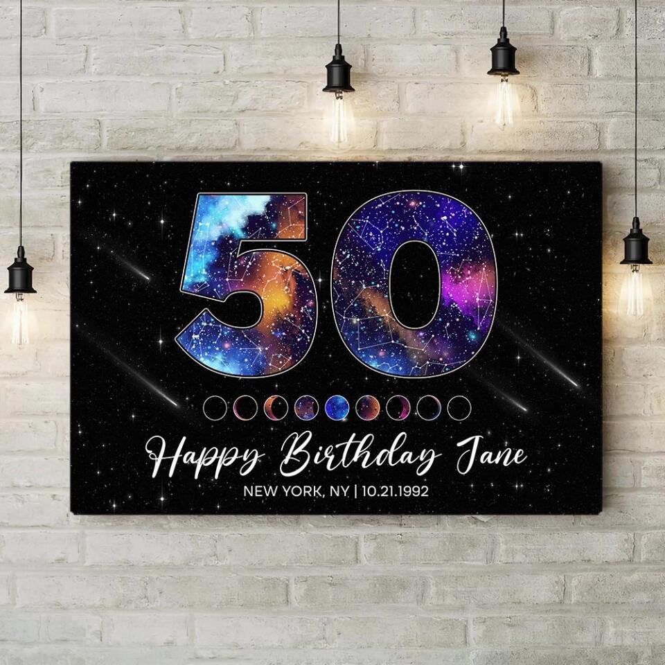 Happy 50th Birthday Galaxy In The Night Sky Custom Canvas Poster Birthday Gift - Image 4