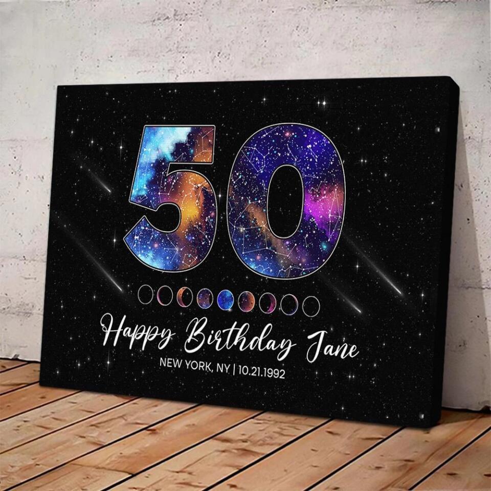 Happy 50th Birthday Galaxy In The Night Sky Custom Canvas Poster Birthday Gift - Image 6