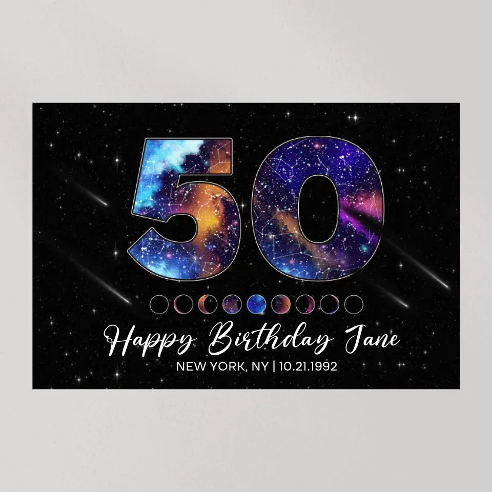 Happy 50th Birthday Galaxy In The Night Sky Custom Canvas Poster Birthday Gift - Image 7