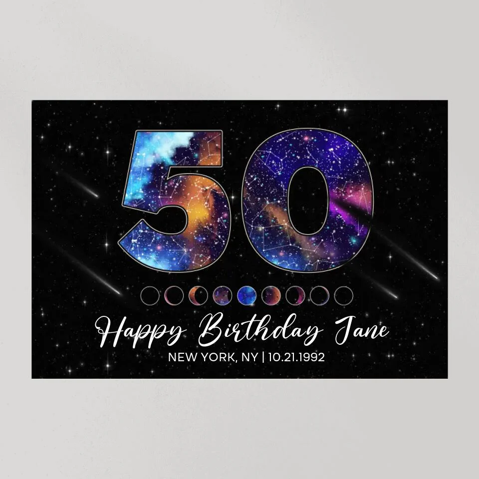 Happy 50th Birthday Galaxy In The Night Sky Custom Canvas Poster Birthday Gift - Image 8