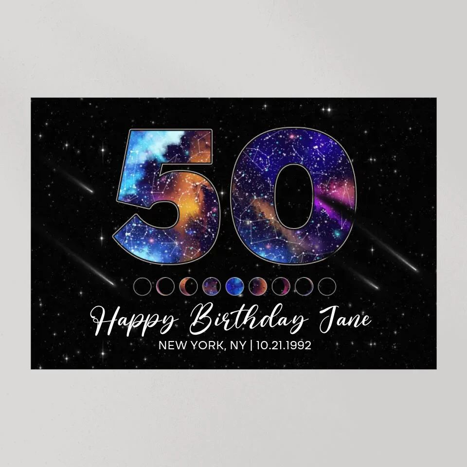 Happy 50th Birthday Galaxy In The Night Sky Custom Canvas Poster Birthday Gift - Image 9