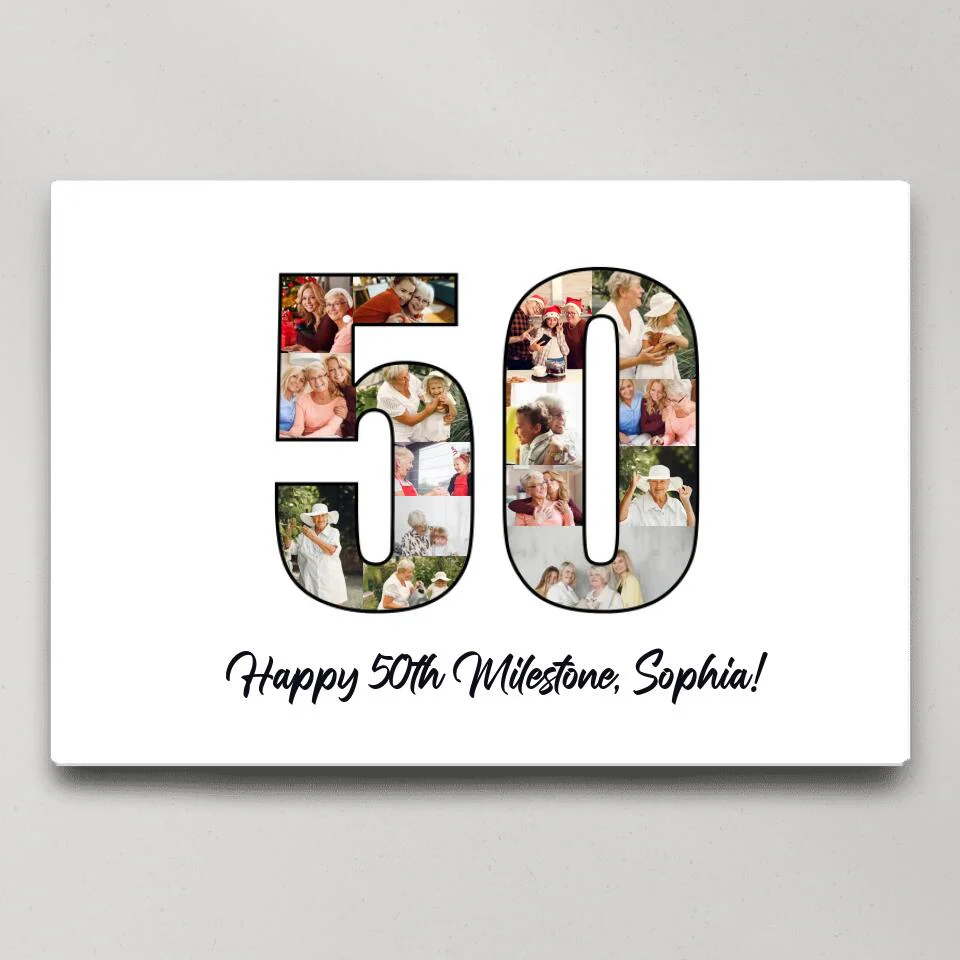 Happy 50th Birthday Milestone Custom Canvas Poster Birthday Gift For Mom - Image 2