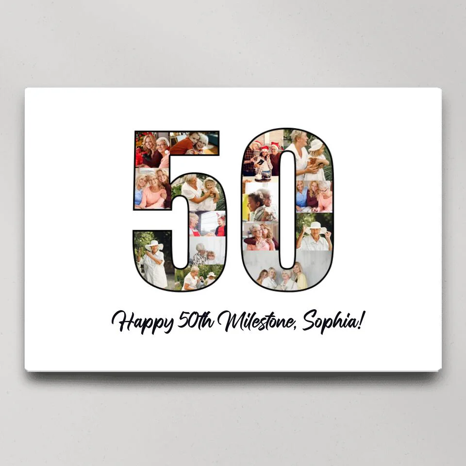 Happy 50th Birthday Milestone Custom Canvas Poster Birthday Gift For Mom - Image 3