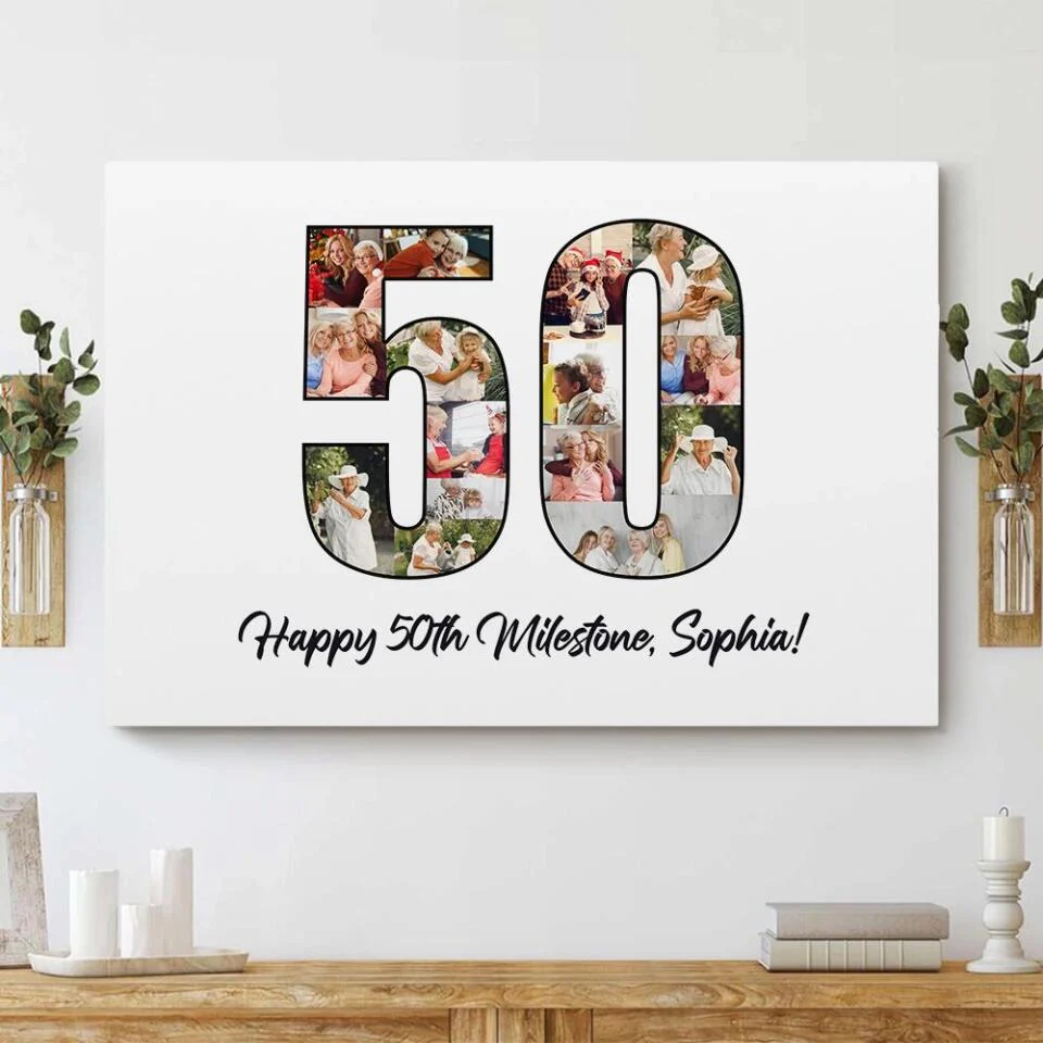 Happy 50th Birthday Milestone Custom Canvas Poster Birthday Gift For Mom - Image 5