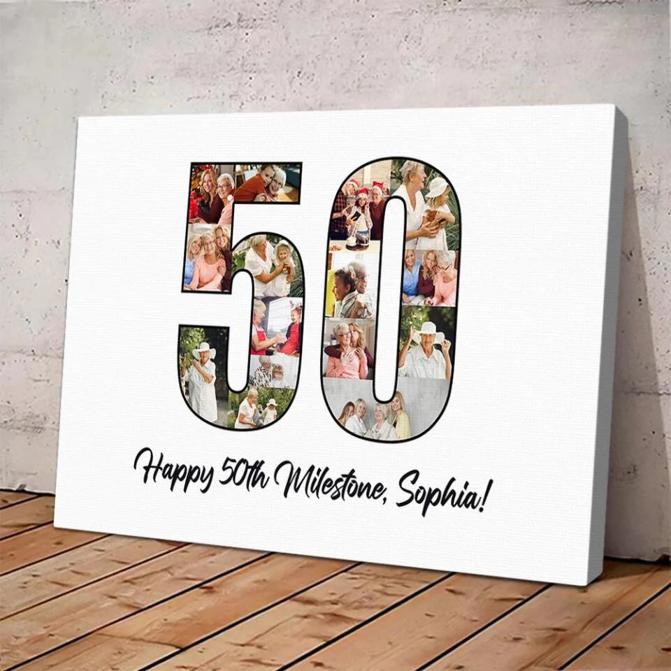 Happy 50th Birthday Milestone Custom Canvas Poster Birthday Gift For Mom - Image 9
