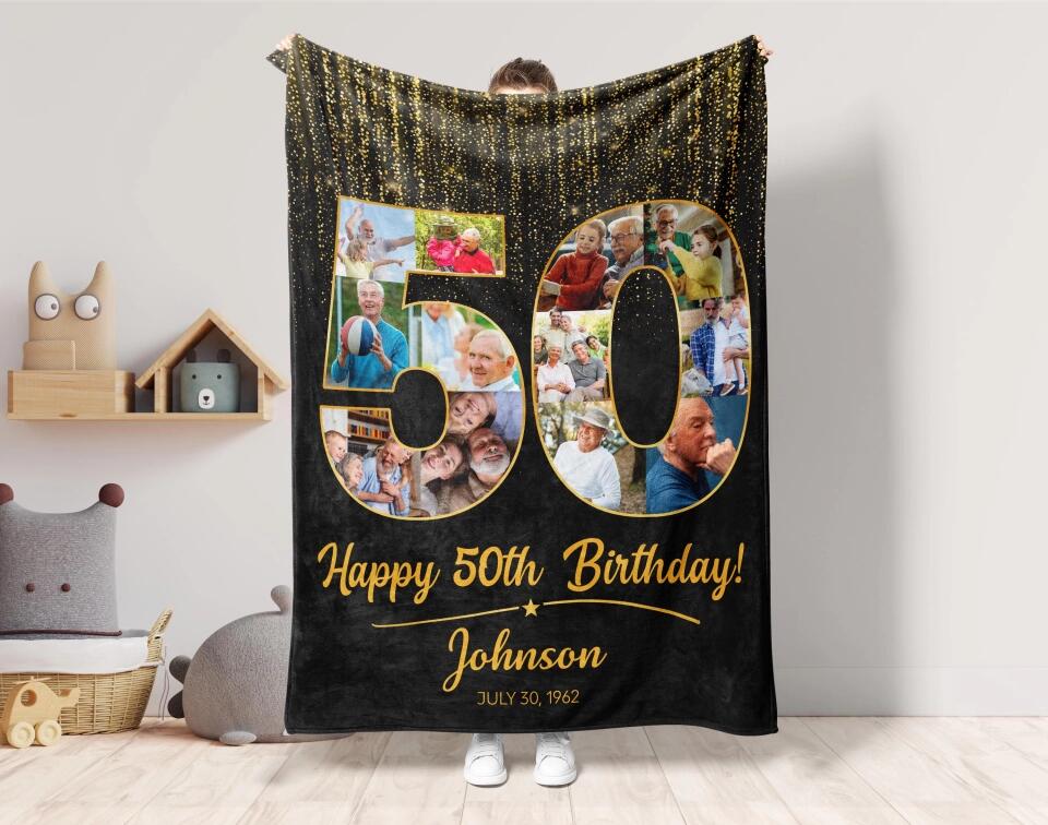 Happy 50th Birthday - Personalized Blanket - Image 5