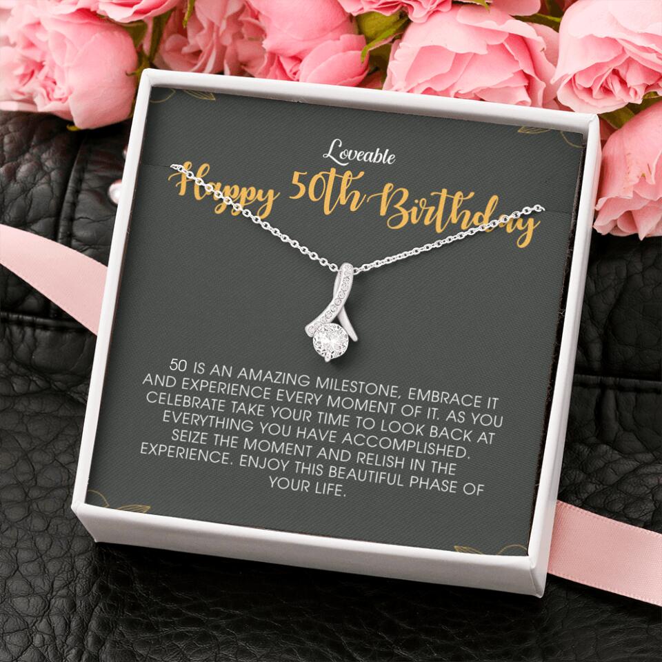 Happy 50th Birthday - Personalized Necklace - Birthday Gift for Woman - Image 5