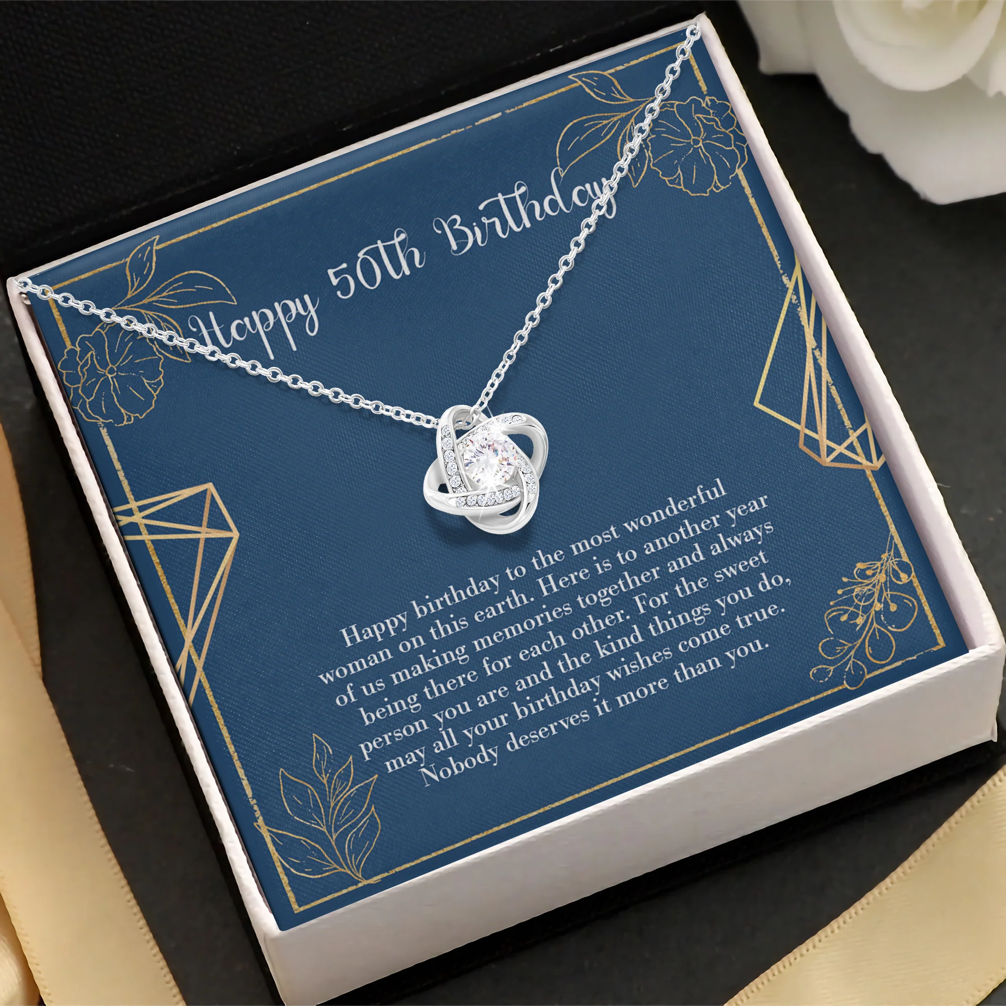 Happy 50th Birthday To The Most Wonderful Woman in This Earth - Love Knot Necklace - Gift for Birthday - Image 3
