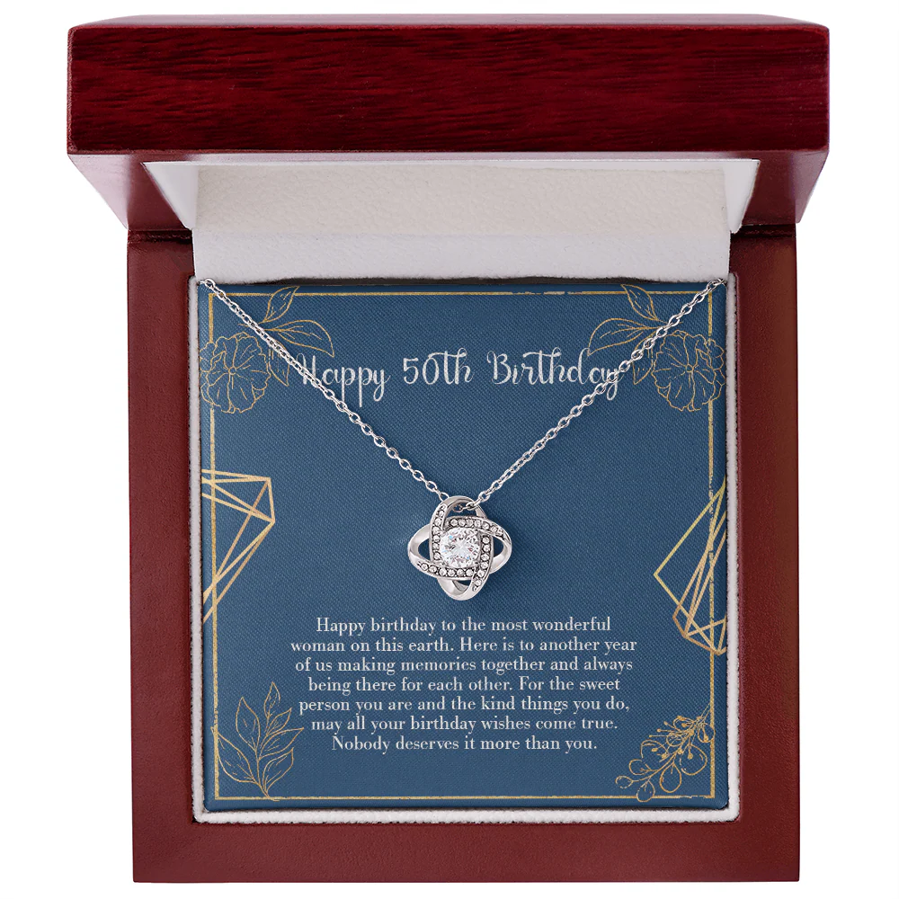 Happy 50th Birthday To The Most Wonderful Woman in This Earth - Love Knot Necklace - Gift for Birthday - Image 4