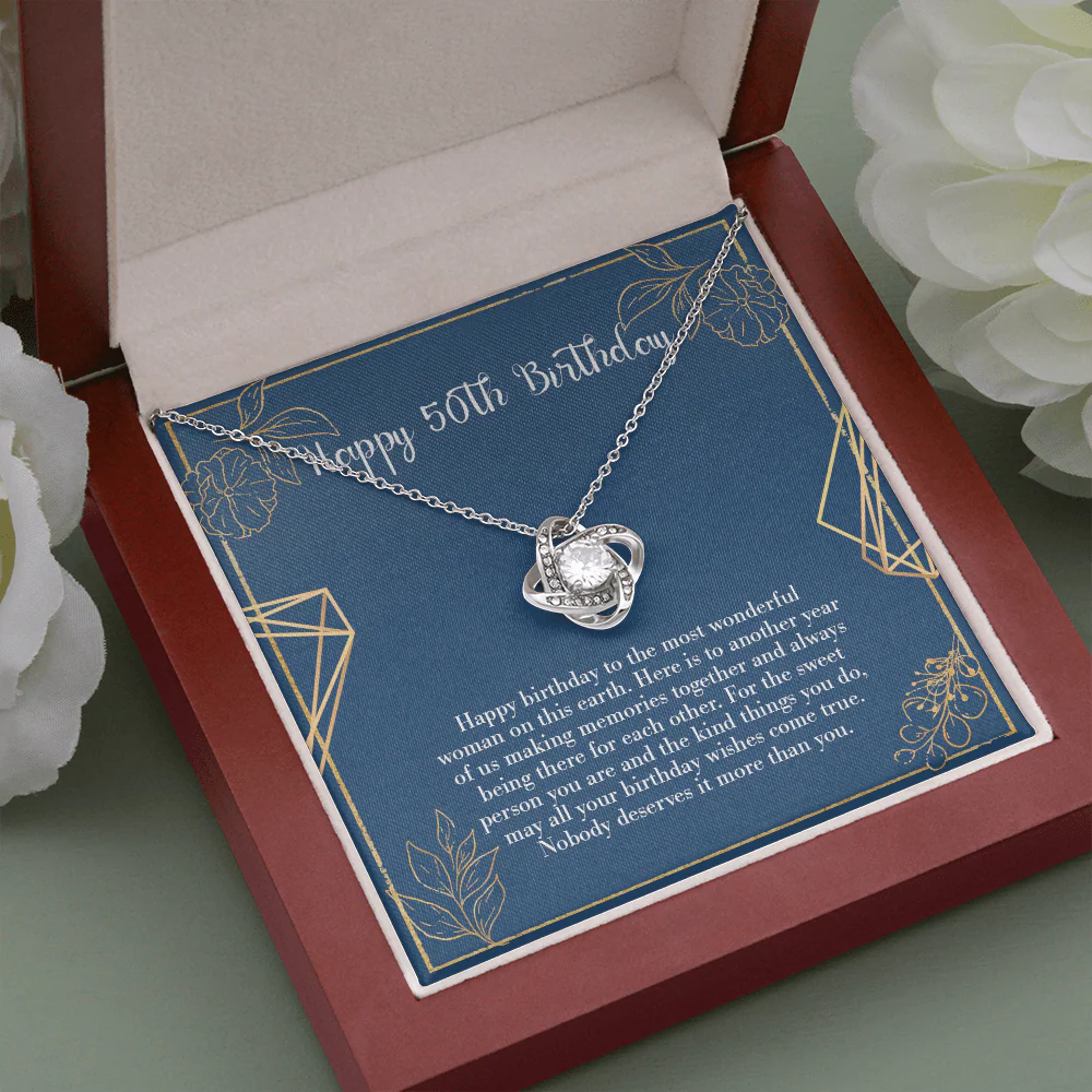 Happy 50th Birthday To The Most Wonderful Woman in This Earth - Love Knot Necklace - Gift for Birthday - Image 5