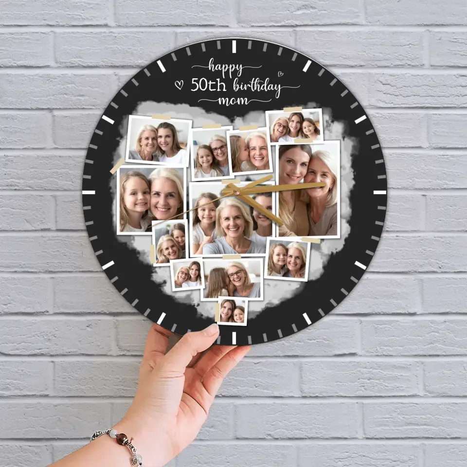 Happy 50th Birthday - Upload Photo Wall Clock - Best Birthday Gift For Mom/Dad For Him/Her - Best Wall Art Decor For Family On Anniversary - 303IHPNPWC357 - Image 3