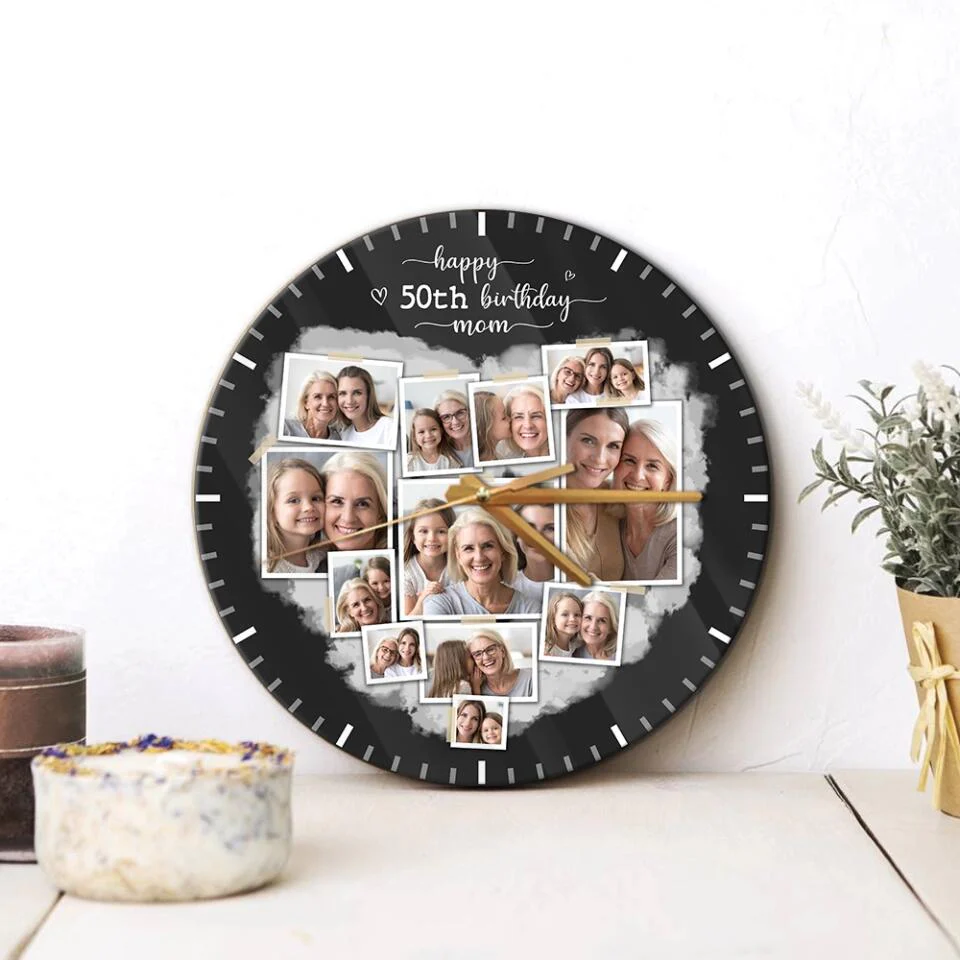 Happy 50th Birthday - Upload Photo Wall Clock - Best Birthday Gift For Mom/Dad For Him/Her - Best Wall Art Decor For Family On Anniversary - 303IHPNPWC357 - Image 4
