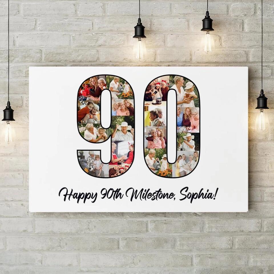 Happy 90th Birthday Milestone Custom Canvas Poster Birthday Gift For Grandparents - Image 10
