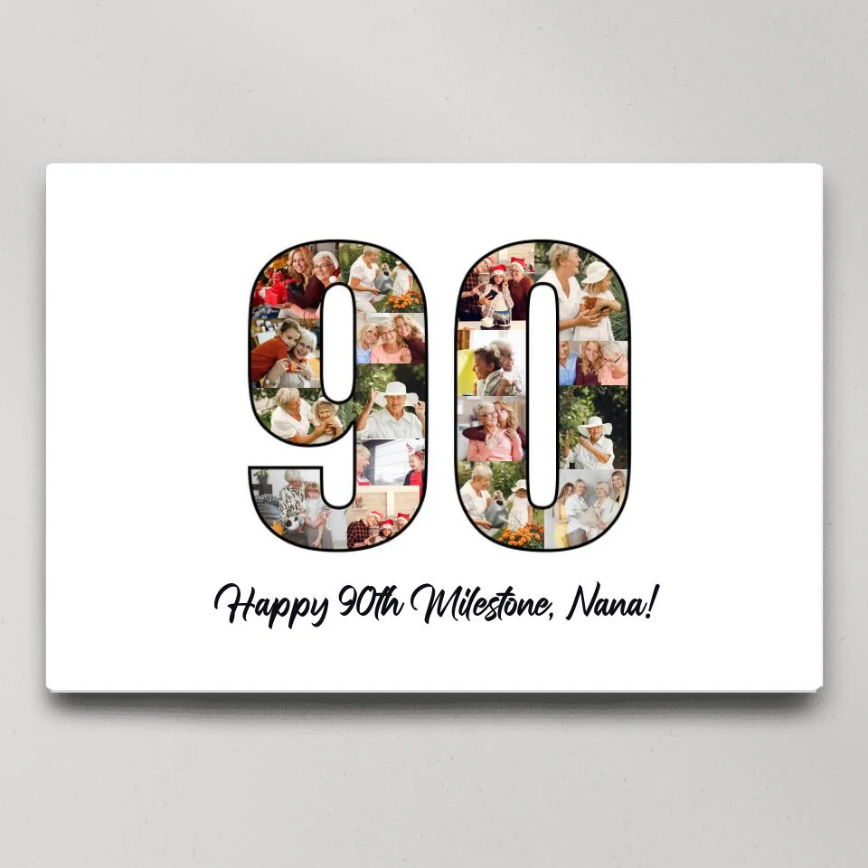 Happy 90th Birthday Milestone Custom Canvas Poster Birthday Gift For Grandparents - Image 2