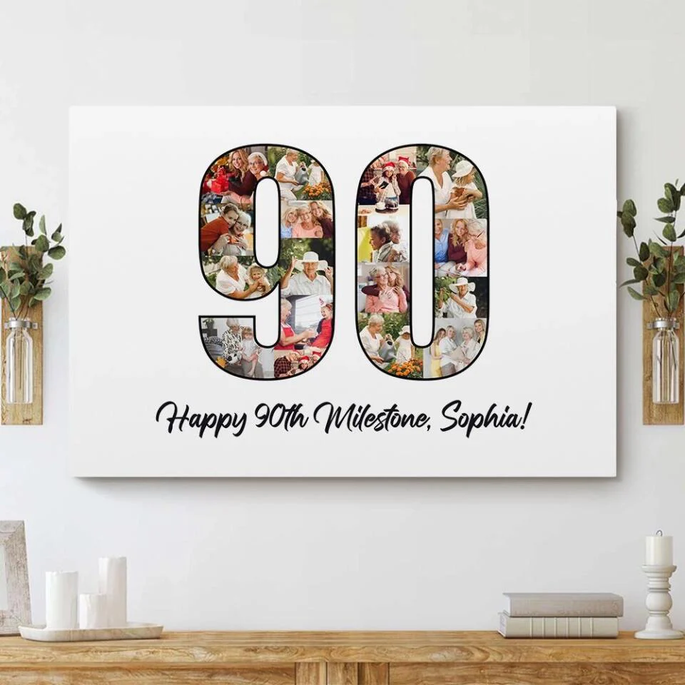 Happy 90th Birthday Milestone Custom Canvas Poster Birthday Gift For Grandparents - Image 5