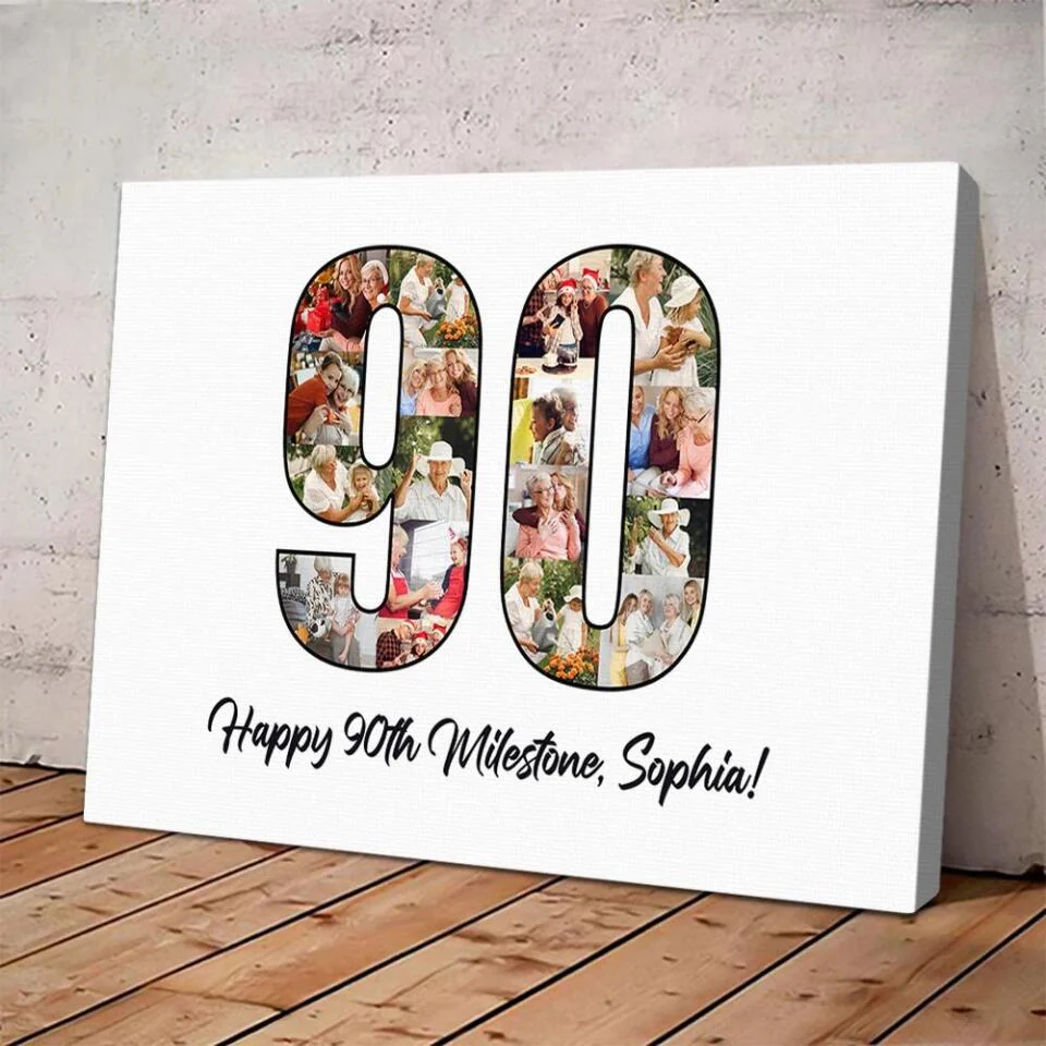 Happy 90th Birthday Milestone Custom Canvas Poster Birthday Gift For Grandparents - Image 9