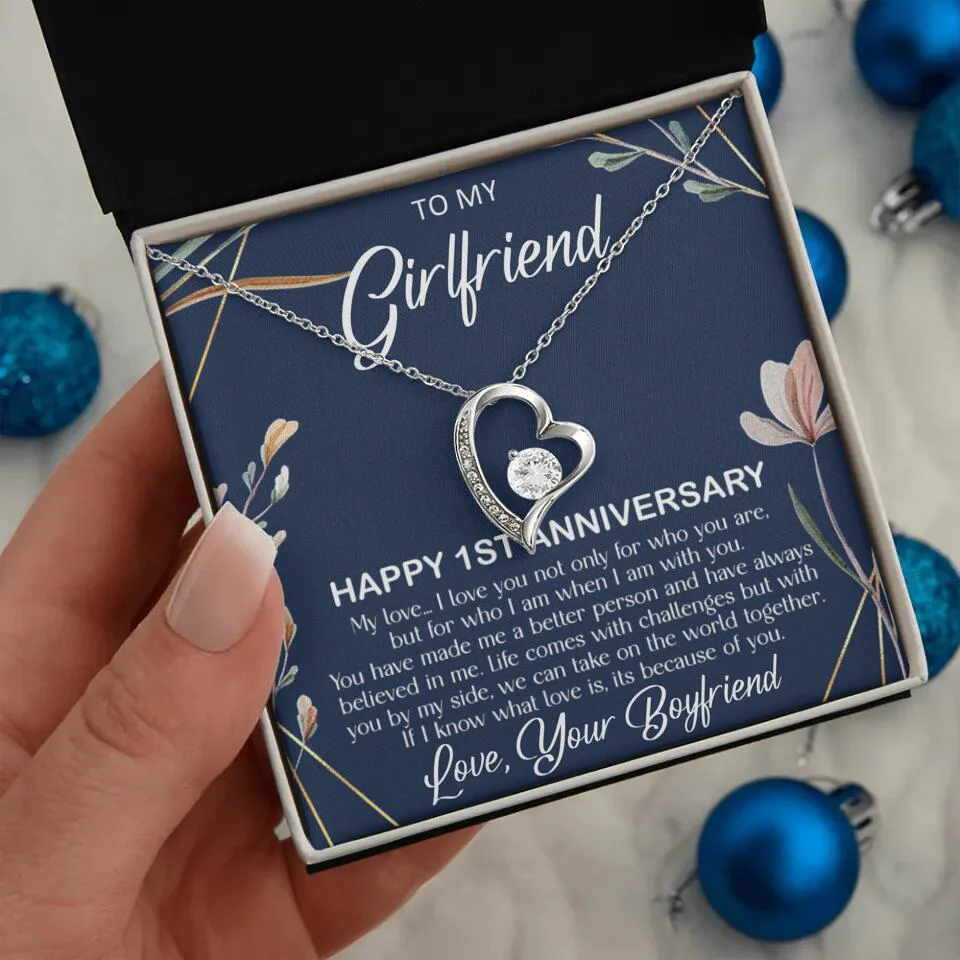 Personalized Valentine Gifts - Happy 1 Month 1st To My Girlfriend Personalized Jewelry - Image 3
